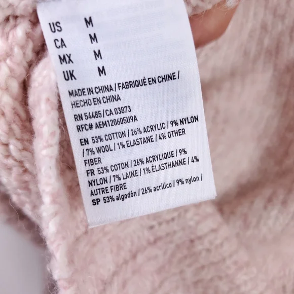 American Eagle Outfitters Pink Cotton Turtleneck Sweater - Picture 6 of 7